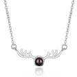 Black Crystal & Platinum Antlers Pendant Necklace Online now