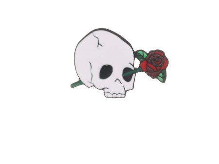 White & Red Skull Rose Brooch Fashion