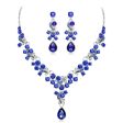 Blue Crystal & Cubic Zirconia Drop Earrings & Statement Necklace Online now