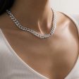 Silver-Plated Curb Chain Bar Choker Necklace Discount