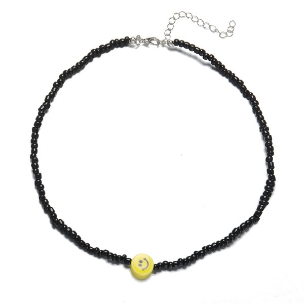 Black Howlite & Silver-Plated Smiley Beaded Choker Necklace Hot on Sale