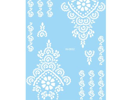 White Lace Heart Flower Temporary Tattoo Sheet - 5 Pcs For Cheap