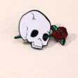 White & Red Skull Rose Brooch Fashion