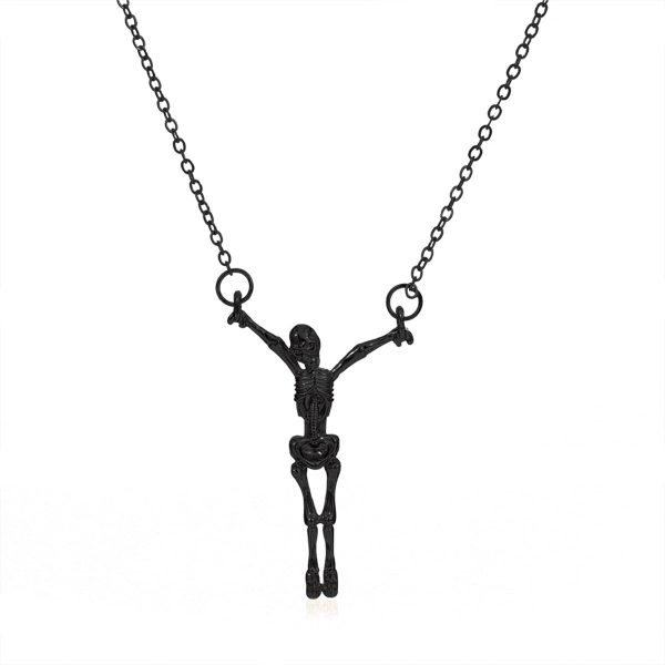 Black Hanging Skeleton Pendant Necklace Hot on Sale