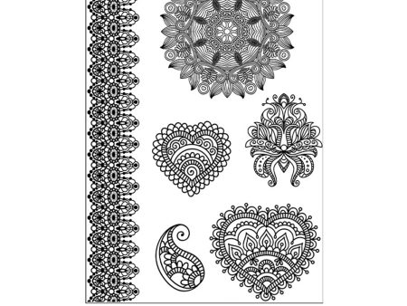 Black Filigree Heart Temporary Tattoo Set - 5 Pcs Sale