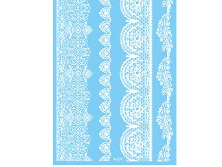 White Rattan Floral Temporary Tattoos-Set Of 5 Hot on Sale