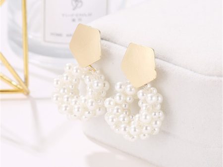 Pearl & 18K Gold-Plated Cluster Drop Earrings Supply