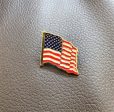 Red Enamel & 18K Gold-Plated American Flag Brooch Fashion