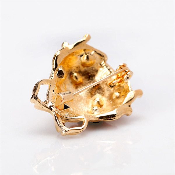 Black Cubic Zirconia & 18K Gold-Plated Ladybug Brooch Sale