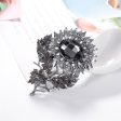 Black Crystal & Cubic Zirconia Sunflower Brooch Online now