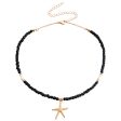 Black Howlite & 18K Gold-Plated Beaded Starfish Pendant Necklace Supply