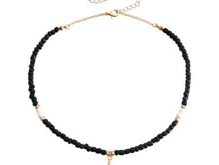 Black Howlite & 18K Gold-Plated Beaded Starfish Pendant Necklace Supply