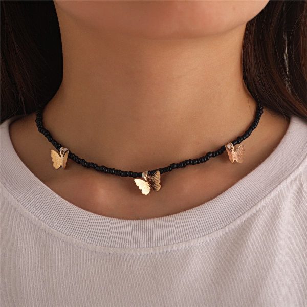 Black Howlite & 18K Gold-Plated Butterfly Station Choker Necklace Sale