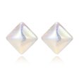 Pearl & Silver-Plated Rhombus Stud Earrings Hot on Sale