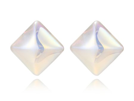 Pearl & Silver-Plated Rhombus Stud Earrings Hot on Sale