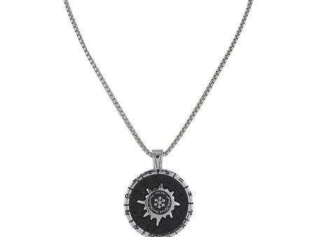 Black Enamel & Silver-Plated Compass Pendant Necklace Hot on Sale