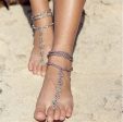 Silver-Plated Floral Four-Plate Anklet & Toe Ring Set Online Sale