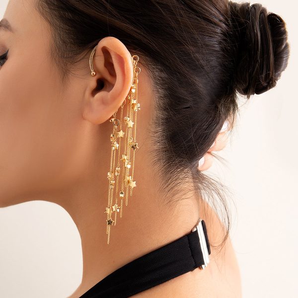 18K Gold-Plated Star Tassel Ear Cuff Hot on Sale