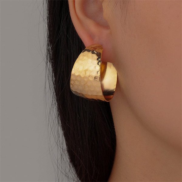 18K Gold-Plated Fish Scales C-Huggie Earrings Online now