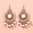 White Acrylic & Enamel 18K Gold-Plated Openwork Round Drop Earrings For Sale