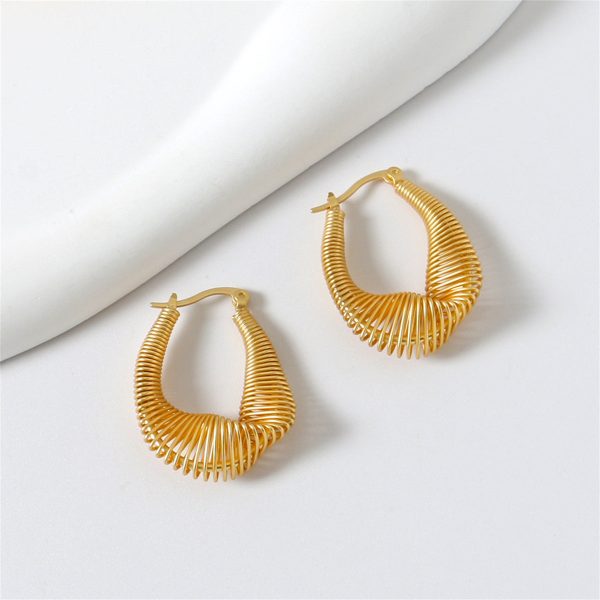 18K Gold-Plated Spring Huggie Earrings Online Hot Sale