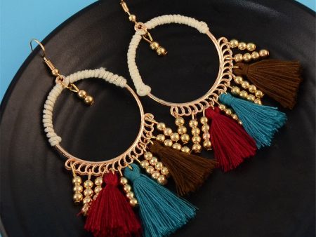 18K Gold-Plated Beaded Tassel-Accent Drop Earrings Online