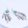 Turquoise & Silver-Plated Feather Drop Earrings For Discount