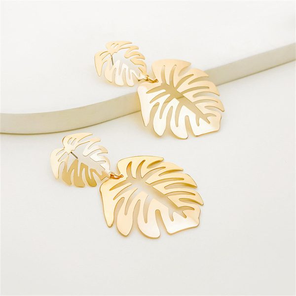 18K Gold-Plated Palm Leaves Drop Earrings Online Sale