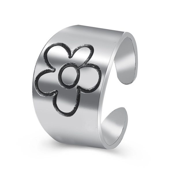 Silver-Plated Flower Open Band Ring Online Sale