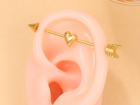 18K Gold-Plated Heart & Arrow Ear Cuff Discount