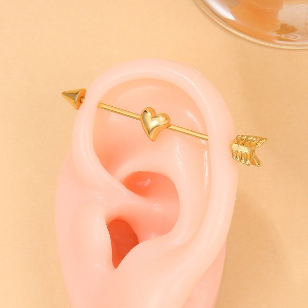 18K Gold-Plated Heart & Arrow Ear Cuff Discount