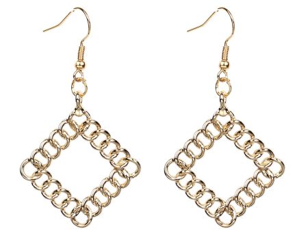 18K Gold-Plated Chain Rhombus Drop Earrings Online Hot Sale