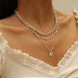 Silver-Plated Curb Chain Layered Pendant Necklace Fashion