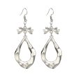 Silver-Plated Bow Drop Earrings Fashion