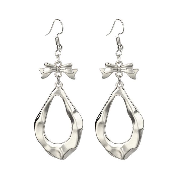 Silver-Plated Bow Drop Earrings Fashion