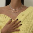 Silver-Plated Herringbone Chain Double Layered Choker Necklace Fashion