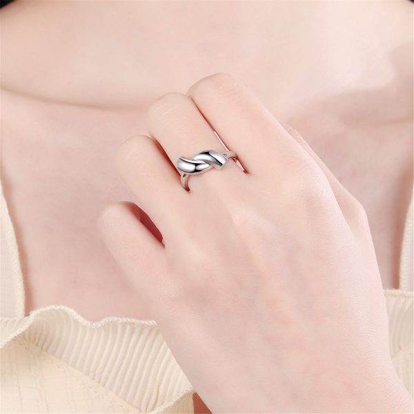 Silver-Plated Geometric Open Ring For Sale