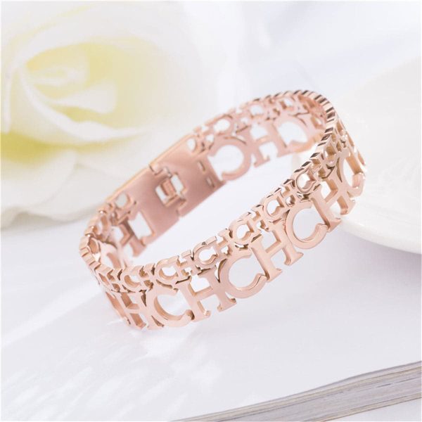 18K Rose Gold-Plated  CH  Bangle Online now