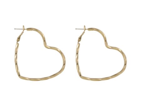 18K Gold-Plated Twisted Heart Hoop Earrings For Sale