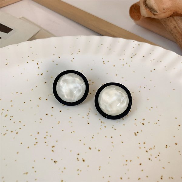 Black Acrylic & Resin Silver-Plated Round Stud Earring Hot on Sale