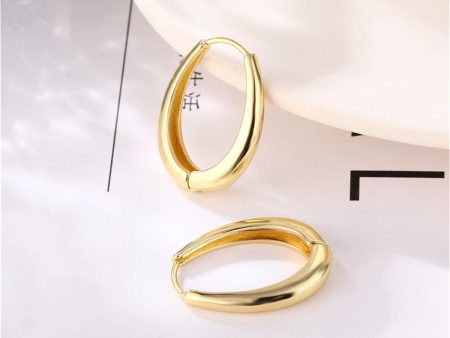 18K Gold-Plated Ellipse Huggie Earrings For Cheap