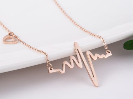 18K Rose Gold-Plated Heartbeat Pendant Necklace Online Hot Sale