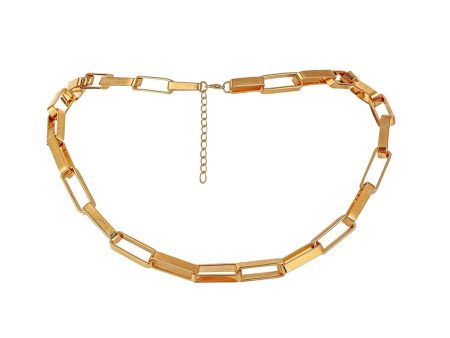 18K Gold-Plated Rectangle Chain Necklace For Discount