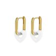 White & 18K Gold-Plated Heart Huggie Earrings Supply