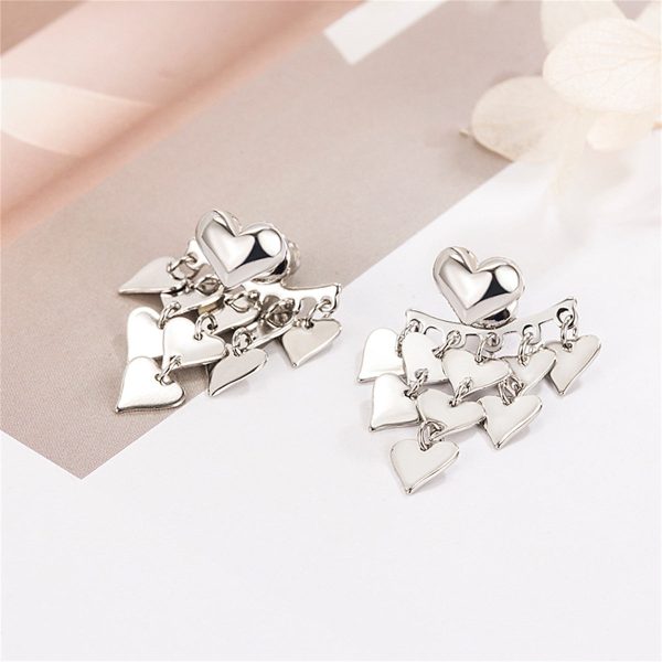 Silver-Plated Heart Tassel Ear Jackets Online Hot Sale