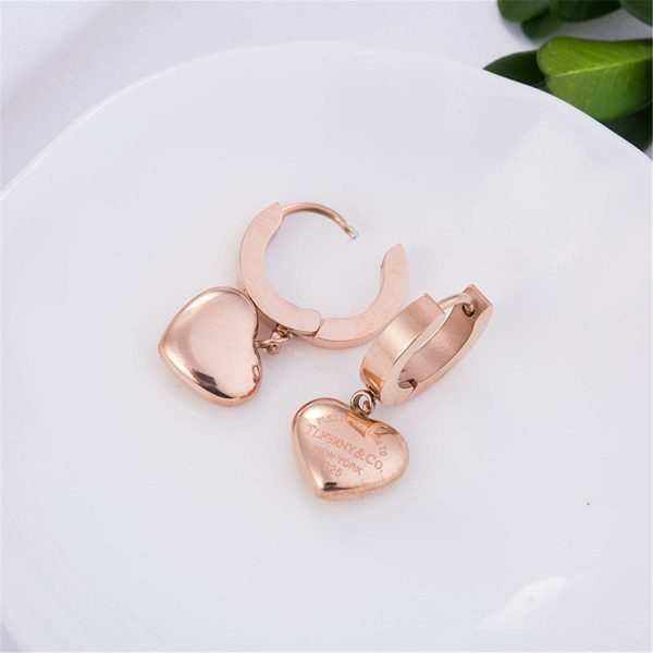 18K Rose Gold-Plated Heart Drop Earrings Sale