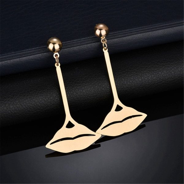 18K Gold-Plated Lips Drop Earrings Online Sale