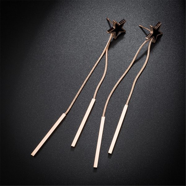 Black Acrylic & 18K Rose Gold-Plated Star Bar Tassel Drop Earrings Sale