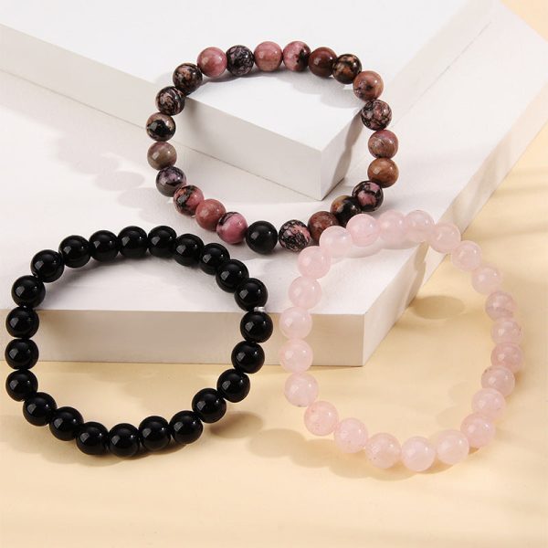 Black Quartz Beaded Stretch Bracelet Set Online Sale