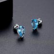 Blue Crystal & Silver-Plated Pear-Cut Stud Earrings Supply